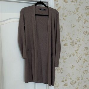 Lauren Ralph Lauren Taupe Open-Front Long Cardigan size S